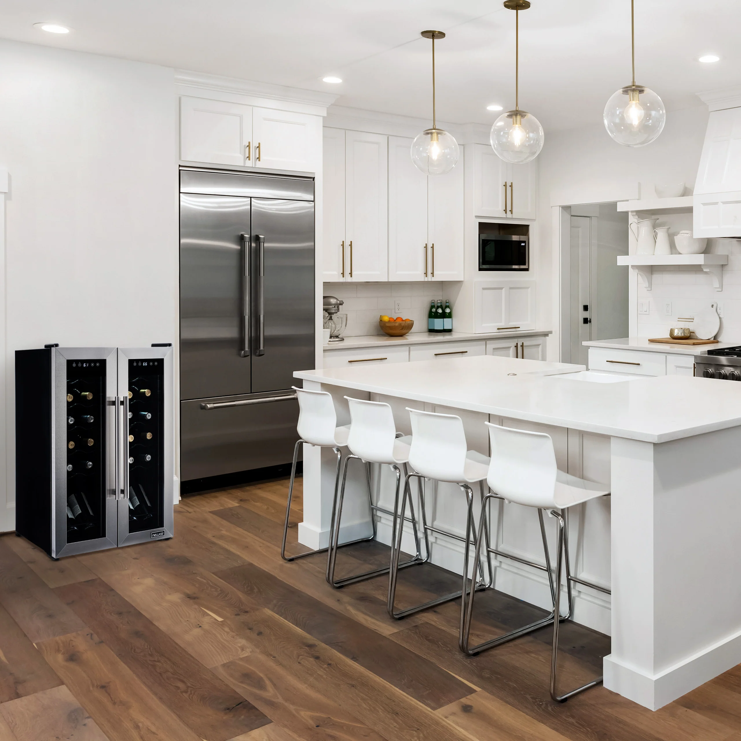 2025 Newair® Fritstående vinkøleskab i rustfrit stål – 24 flasker – 20 med dobbelt zone