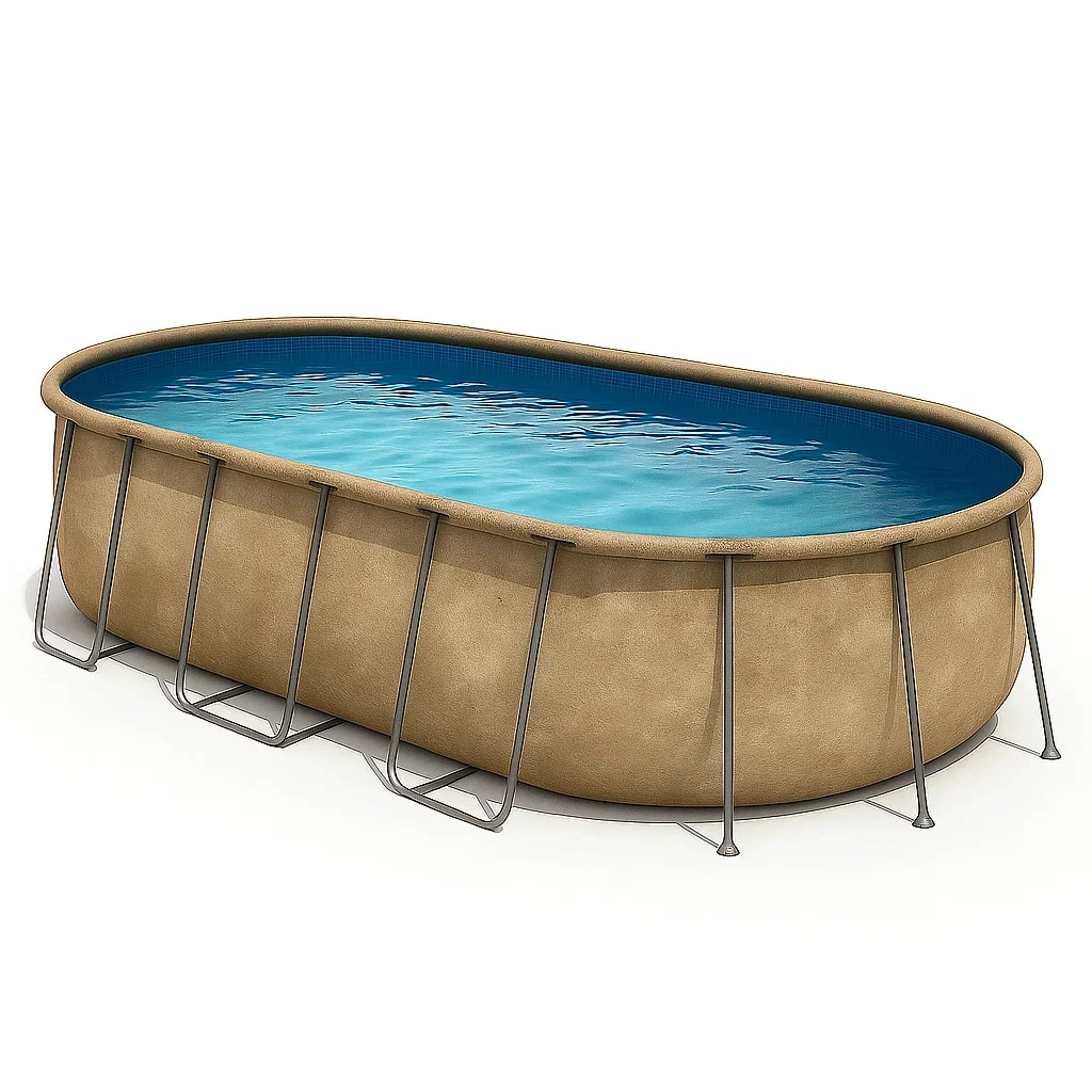 Piscine tubulaire ovale démontable avec structure en acier 472 x 286 x 104 cm beige/bleu hEvJMaK154kr