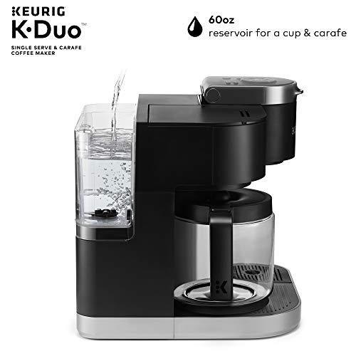 Cafetière Keurig K-Duo 1 tasse et 12 tasses avec filtre, compatible avec les dosettes K-Cup et le café moulu, noir