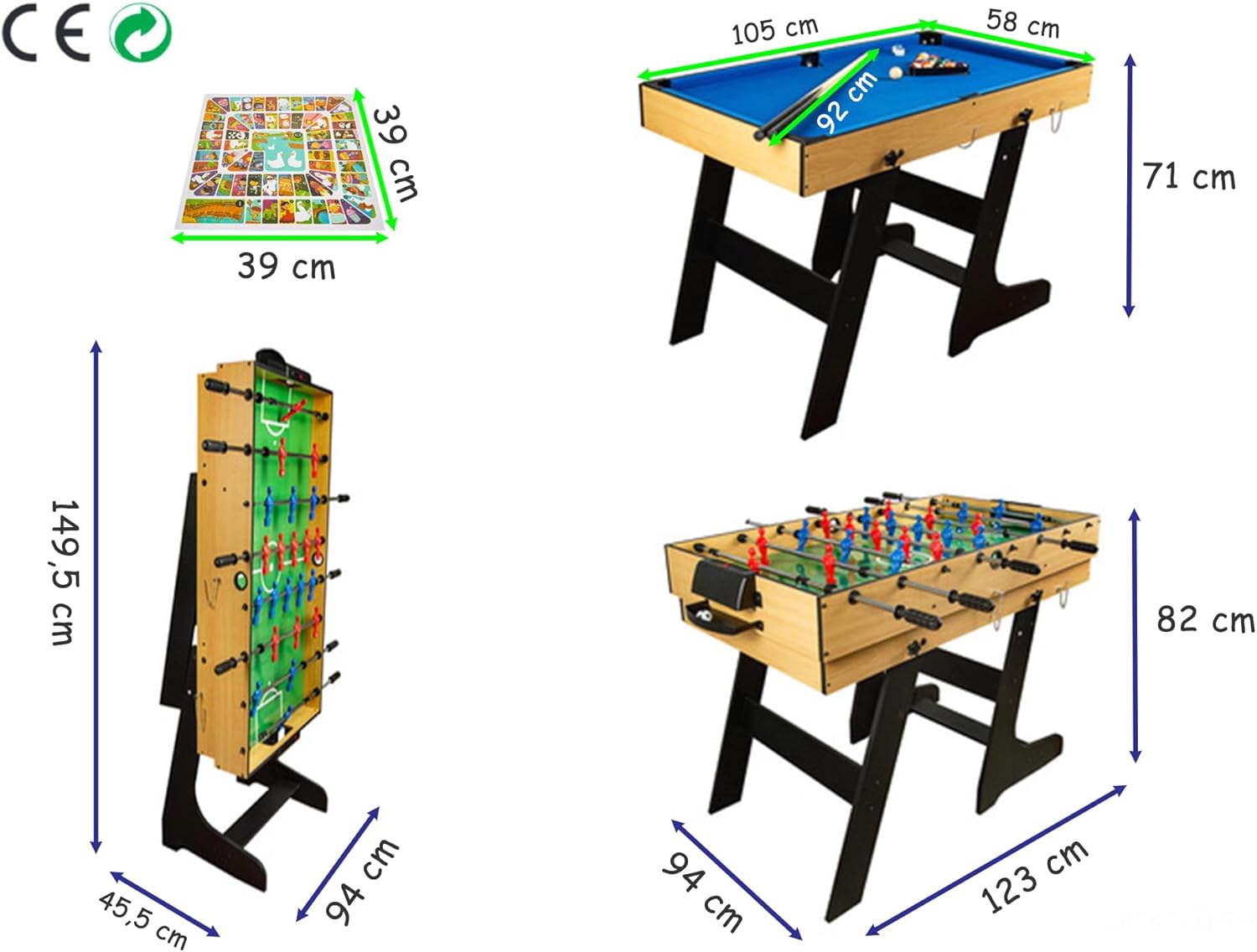 Leomark Spieltisch aus Holz für Kinder und Erwachsene | Spielspaß zu Hause oder auf Partys, Familienunterhaltung | Stabil, lehrreich und einfach aufzubauen