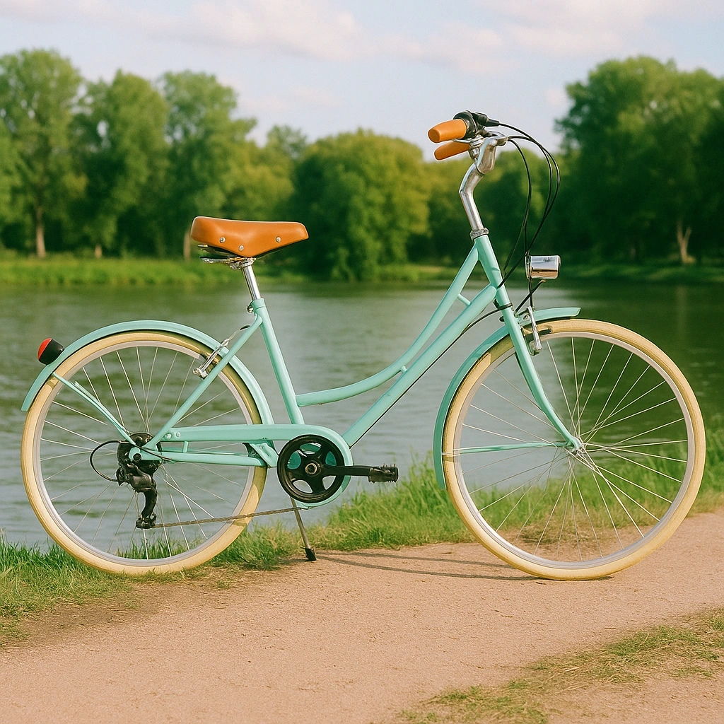 Vélo enfant vert menthe, selle marron, cadre en métal, adapté à un usage urbain, roues de 26 pouces - qemOnbHA84GZ