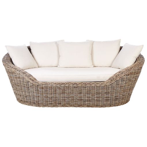 Gartensofa im natürlichen Boho-Stil aus Naturrattan mit Cavo-Kissen – Natur