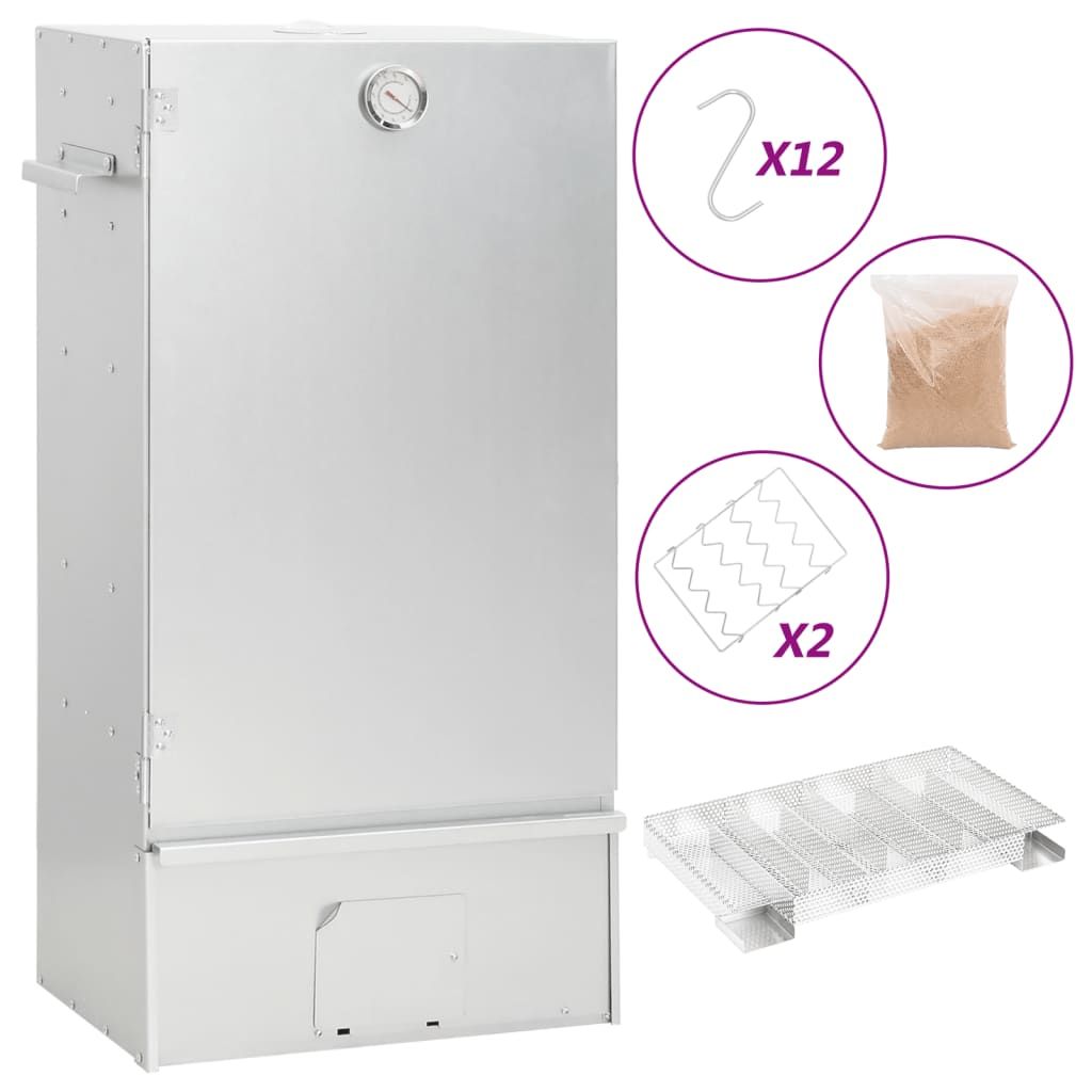 VidaXL BBQ-Smokerofen mit Kaltrauchgenerator, verzinkter Stahl