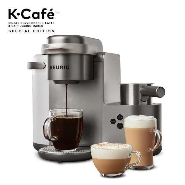 Keurig K-Cafe Einzelportions-Kaffeemaschine, Silber/Grau