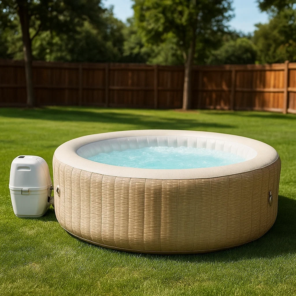 Spa gonflable rond pour 4 personnes, en PVC beige, facile à monter, diamètre 180 x 70 cm - PBWLxsrnek5d