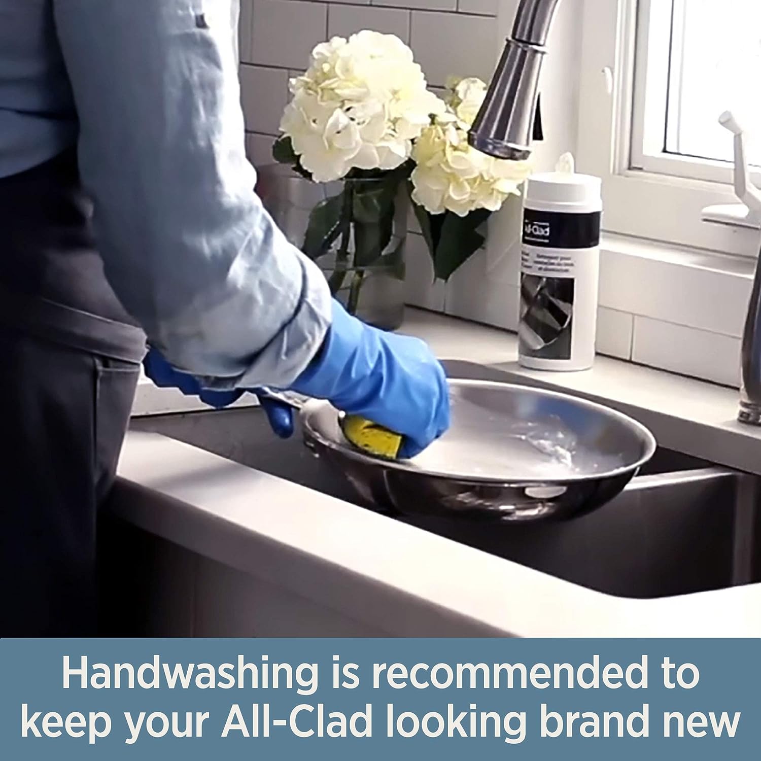 All-Clad D3 3-lagige Edelstahl-Bratpfanne, 6 Liter, induktionsgeeignet, ofen- und grillfest bis 315 °C, Töpfe & Pfannen, Silber