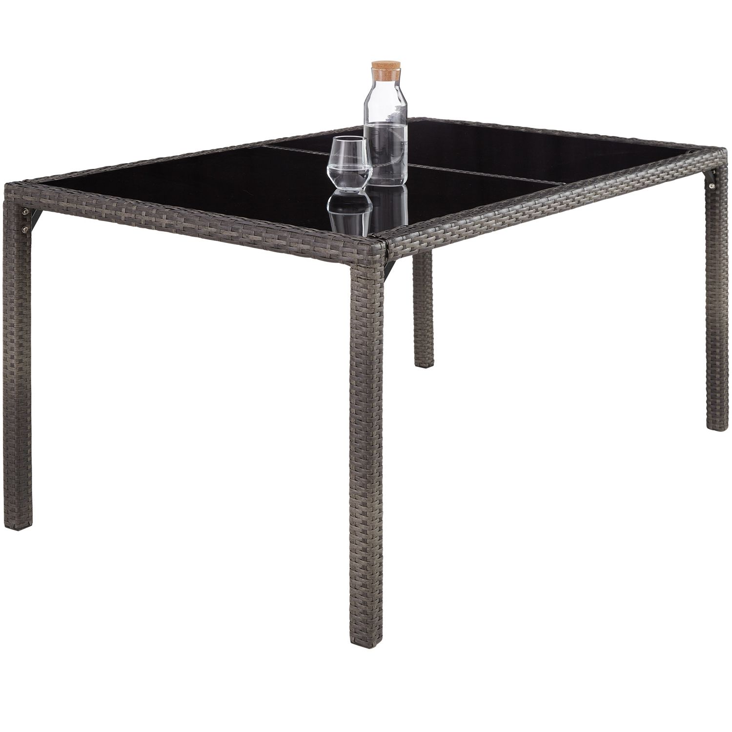 Rattan-Set 6+1 - Grau/Weiß