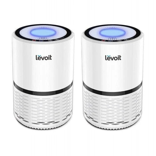 LEVOIT luftrenser til hjem med rygere, allergier og dyrehår, ægte HEPA-filter, stille til soveværelset, filtreringssystem og lugtfjernere, røg, støv, skimmelsvamp, natlys, LV-H132, 2-pak