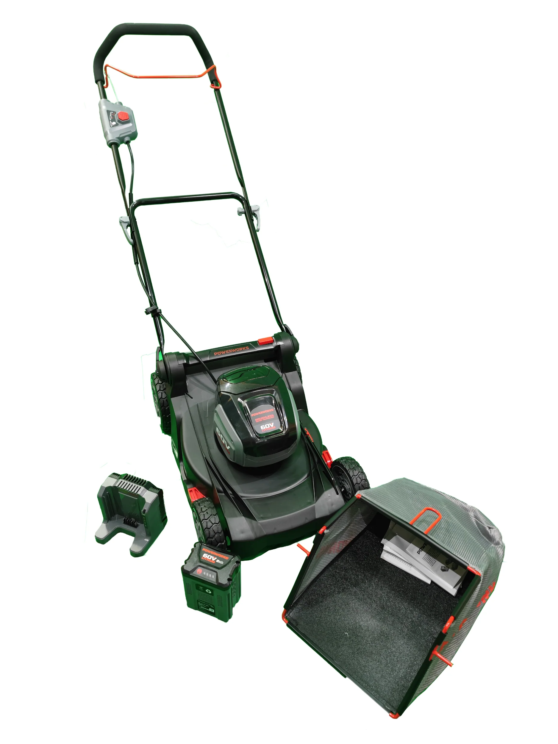 Tondeuse à gazon sans fil Powerworks PD60LM41K2 60 V (modèle 2025) avec batterie 60 V 2 Ah et chargeur