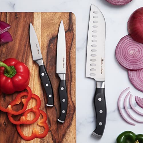 Hochwertiges 19-teiliges Küchenmesserset mit Holzblock | Master Maison Besteckset aus deutschem Edelstahl mit Messerschärfer und 8 Steakmessern