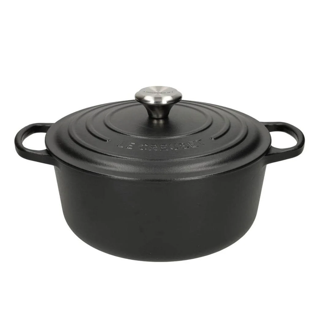 2025 Le Creuset - Signatur rund stegning/sauturepande mat sort 24 cm 4,2 l (sort interiør)