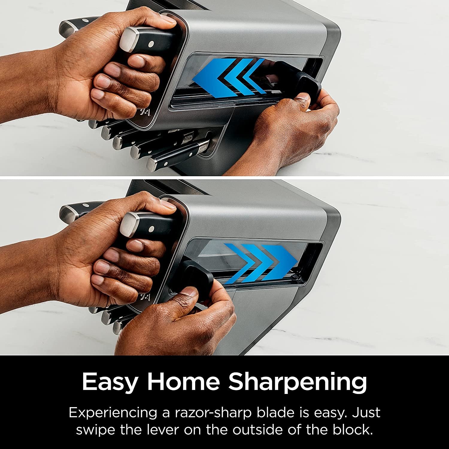 Ninja K32017 Foodi NeverDull Premium 17-teiliges Messerset mit integriertem Messerschärfer, Edelstahl/Schwarz