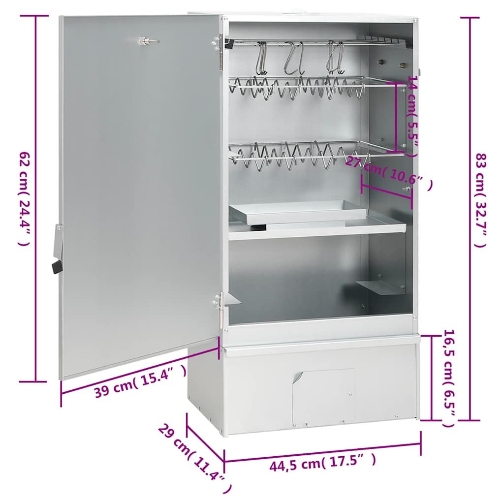 Four fumoir pour barbecue Vidaxl avec générateur de fumée froide en acier galvanisé
