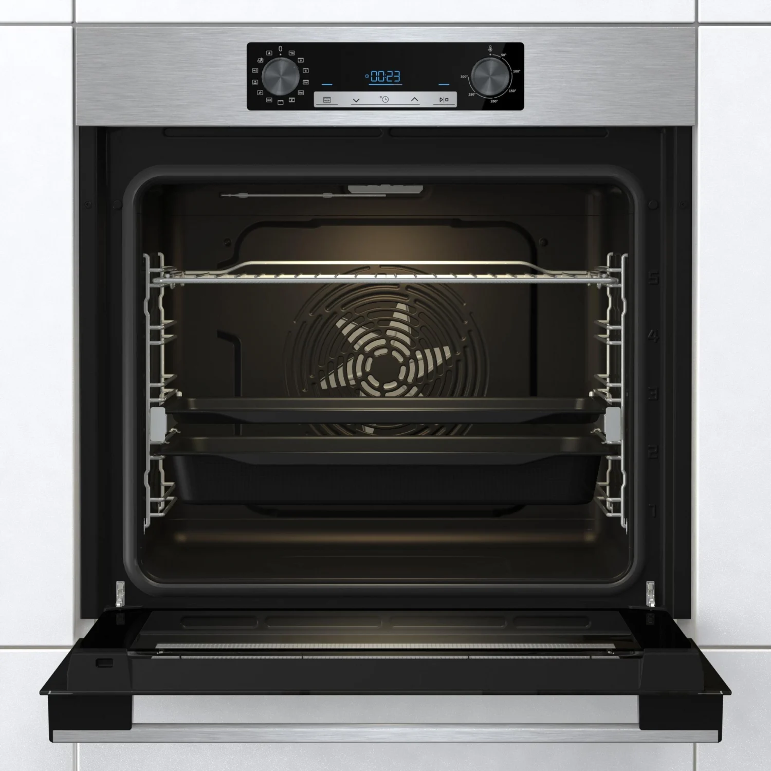 Hisense BSA65226AX Multifunktionsbackofen, 3,5 kW, 77 l, Klapptür, 9 Kochfunktionen, Energieeffizienzklasse A – Grau