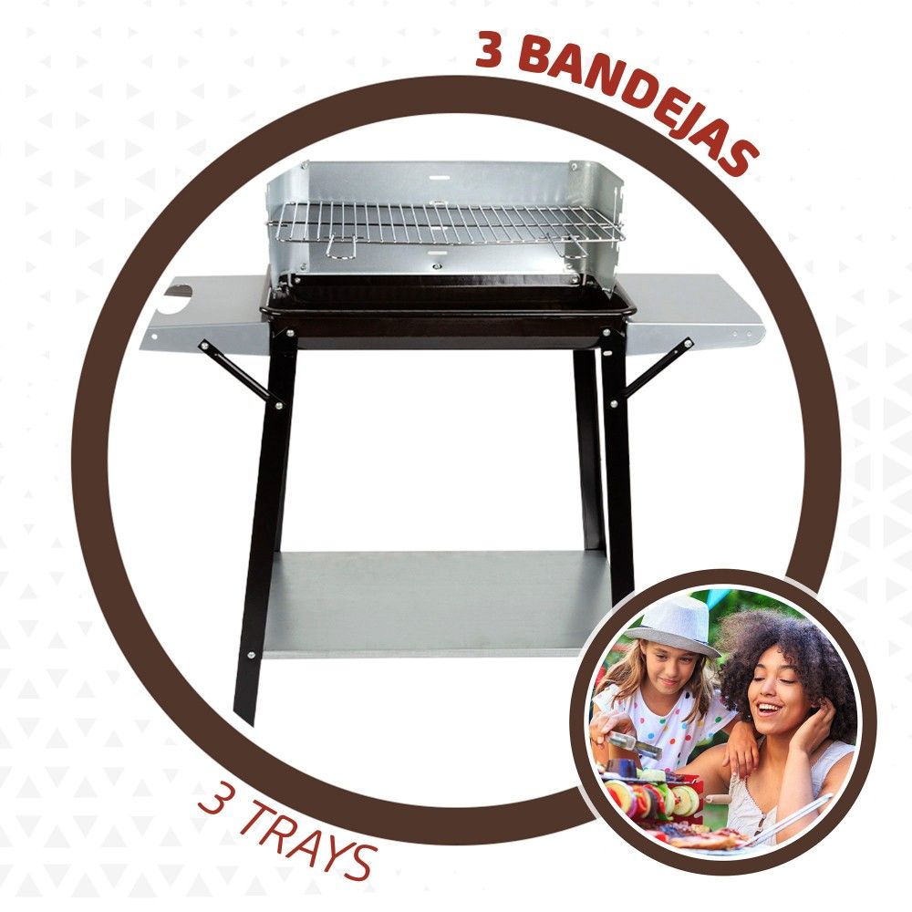 Aktive tragbarer Holzkohlegrill mit 4 Grillhöhen