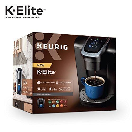 Keurig K-Elite kaffemaskine til én kop med K-Cup-kapsler, iskafskapacitet, børstet skiferfinish