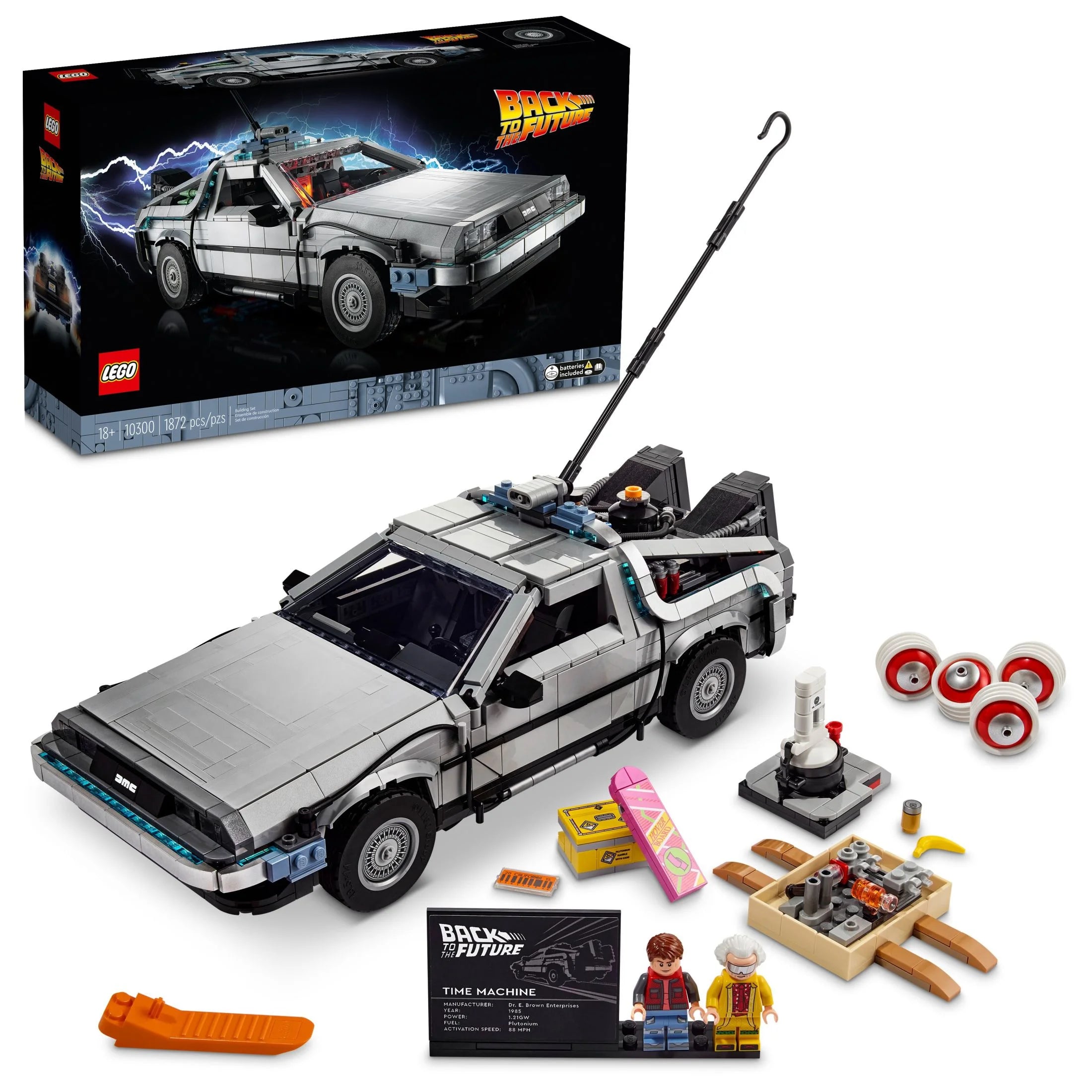 LEGO Icons Tilbage til fremtiden tidsmaskine 10300 – DeLorean bilbyggesæt, inspireret af den klassiske film