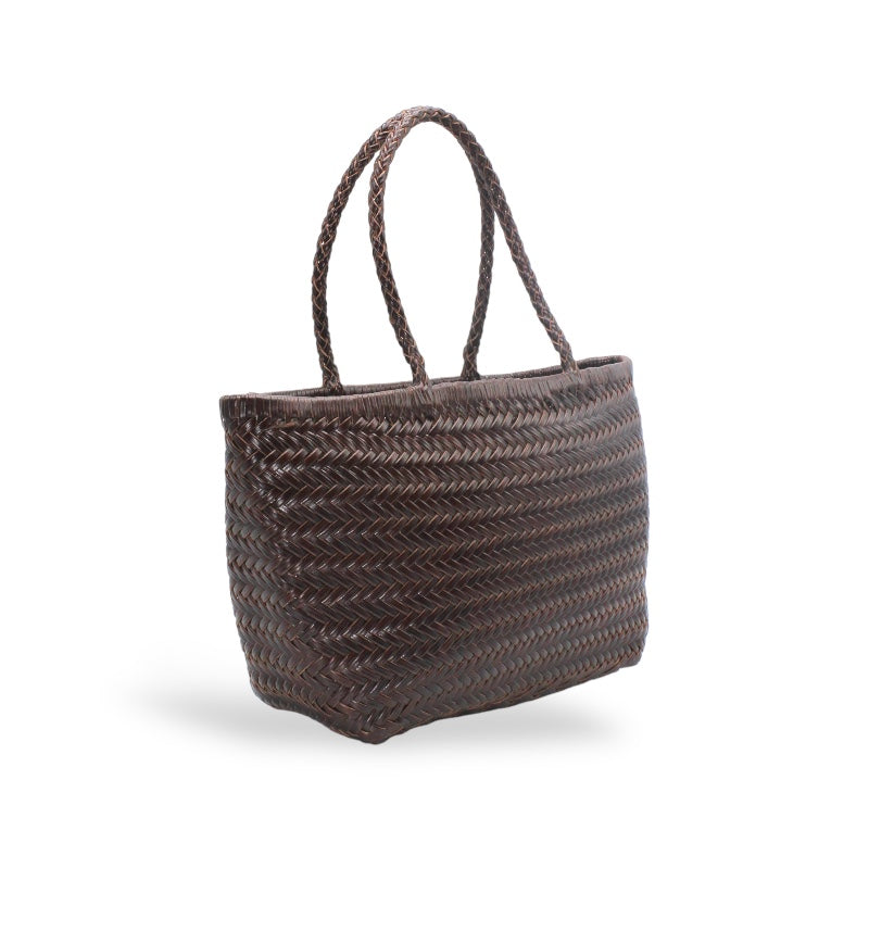 Lou - Genuine Leather Tote Bag Coffee Colour