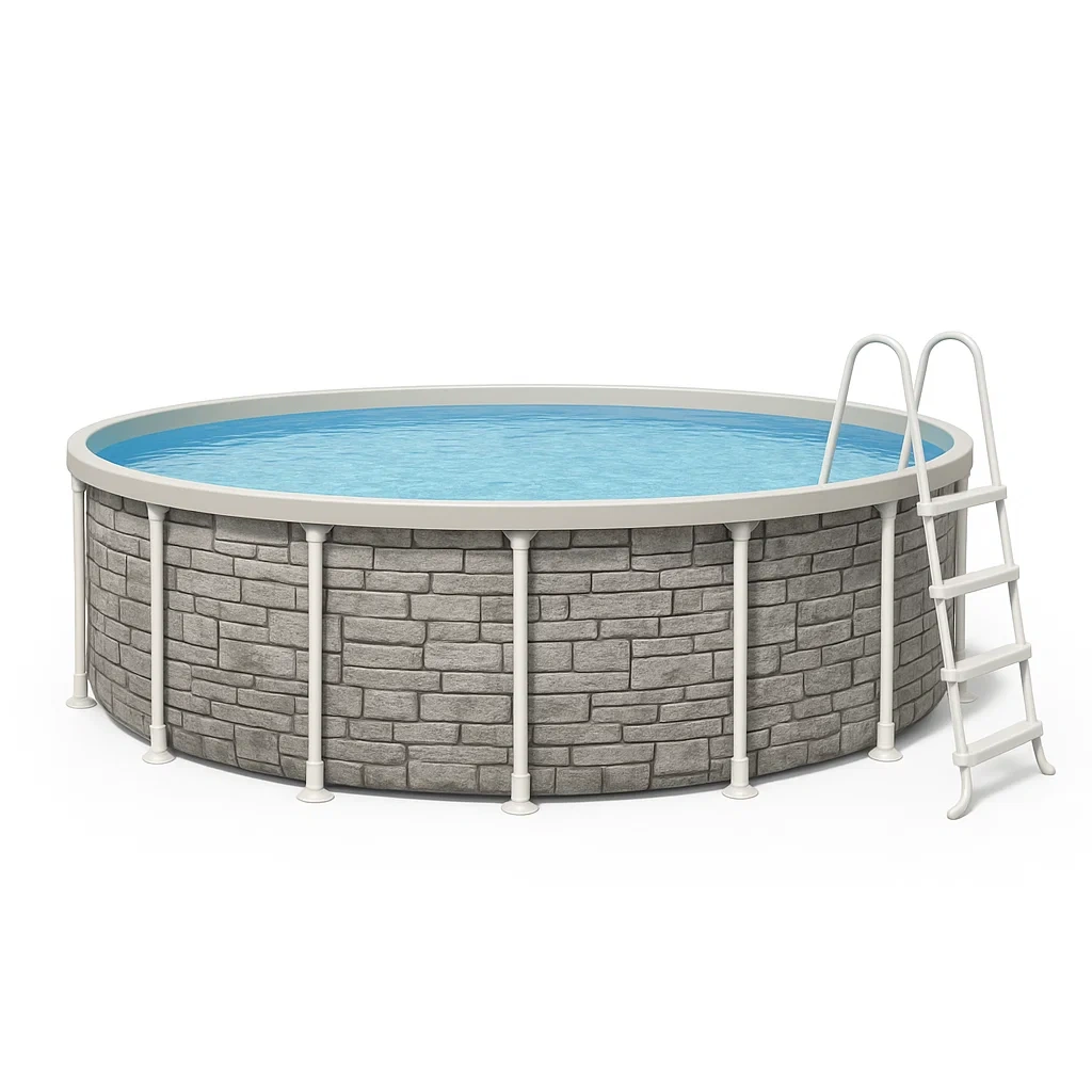 Piscine tubulaire ronde amovible en acier 358 x 98 cm, grise/blanche, avec filtre et échelle eplLCXg269Nm