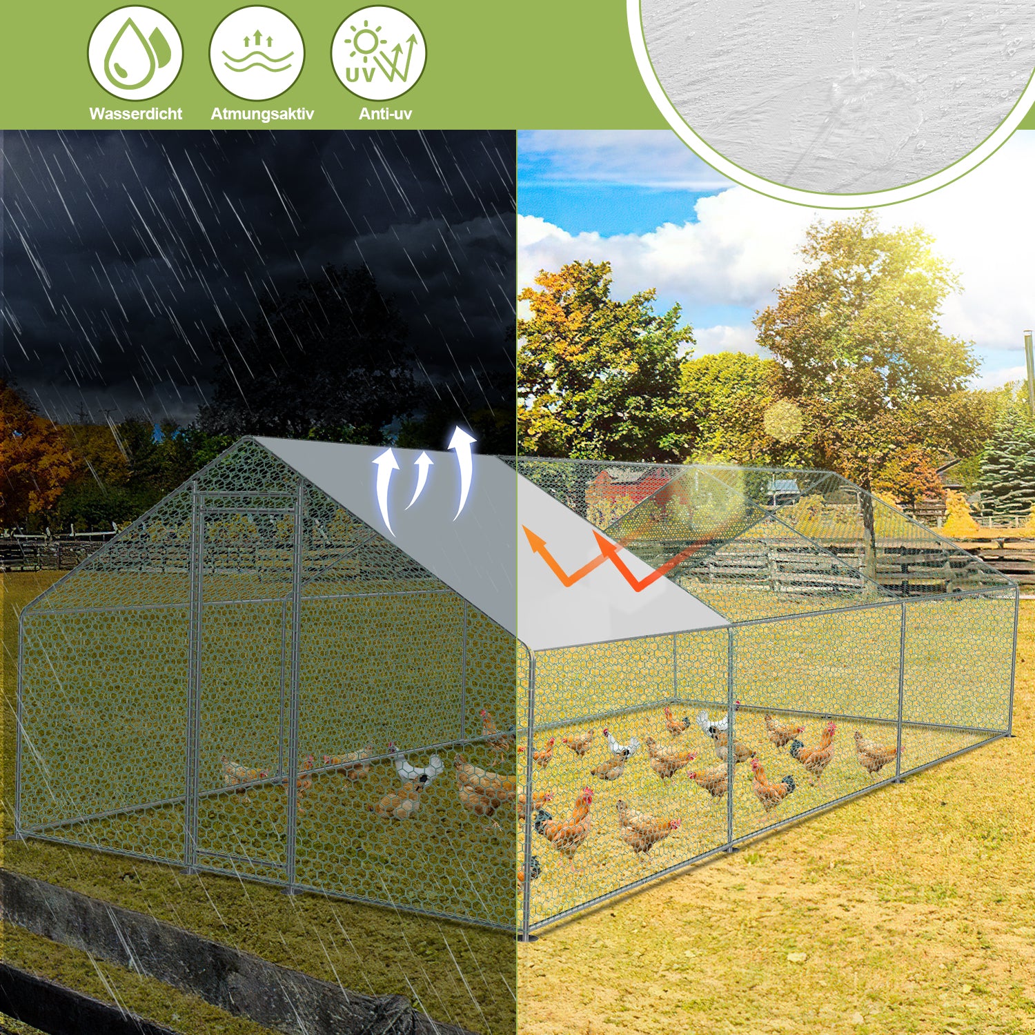 2025 Sonnewelt Poulailler avec auvent PE 3 x 6 x 2 m