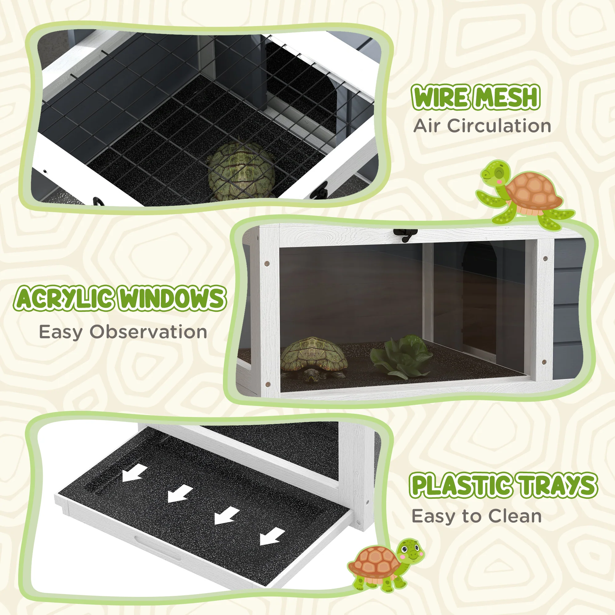 2025 PawHut Skildpaddehus med Trælampestativ. Grå