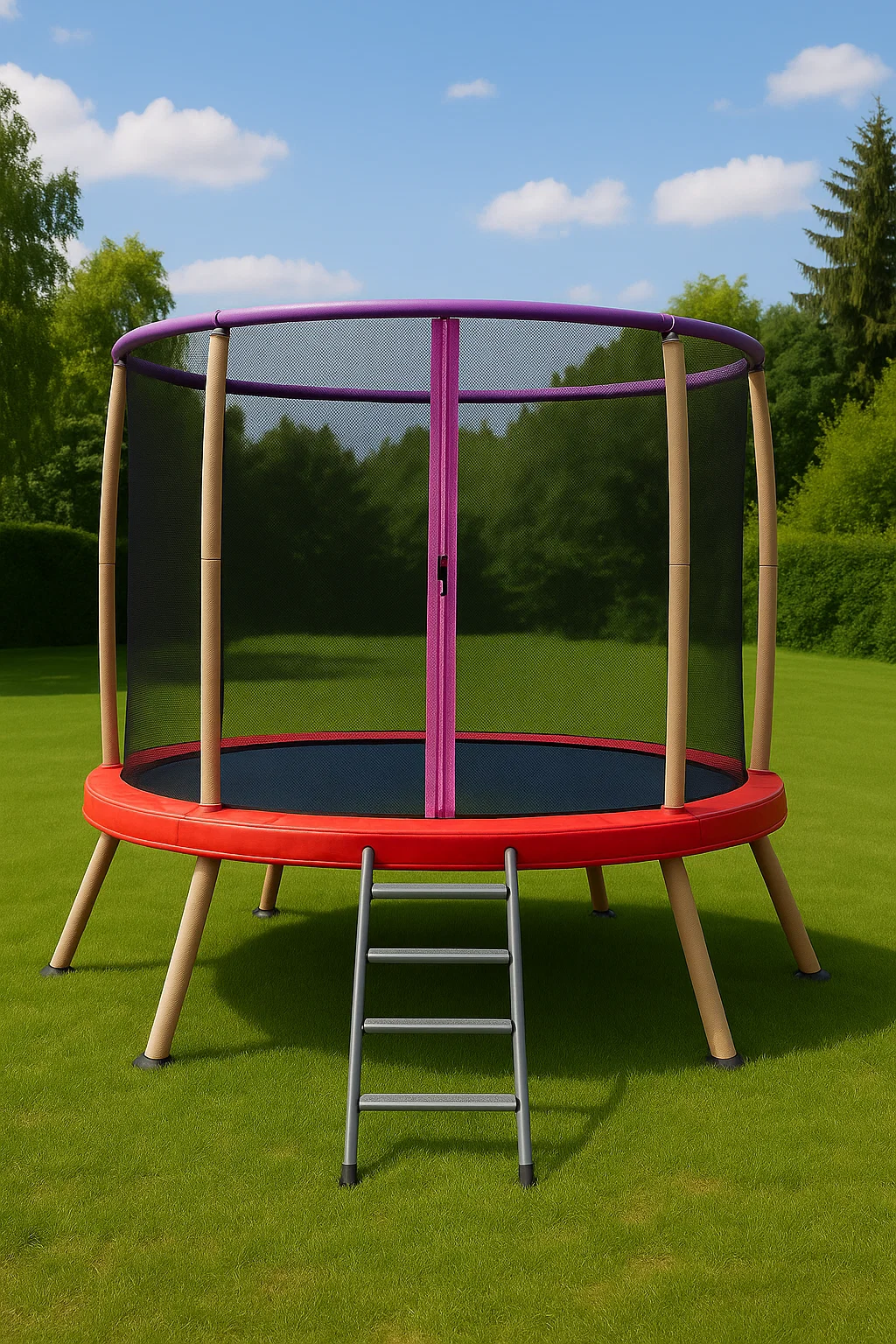 Trampoline rond rouge en PVC d