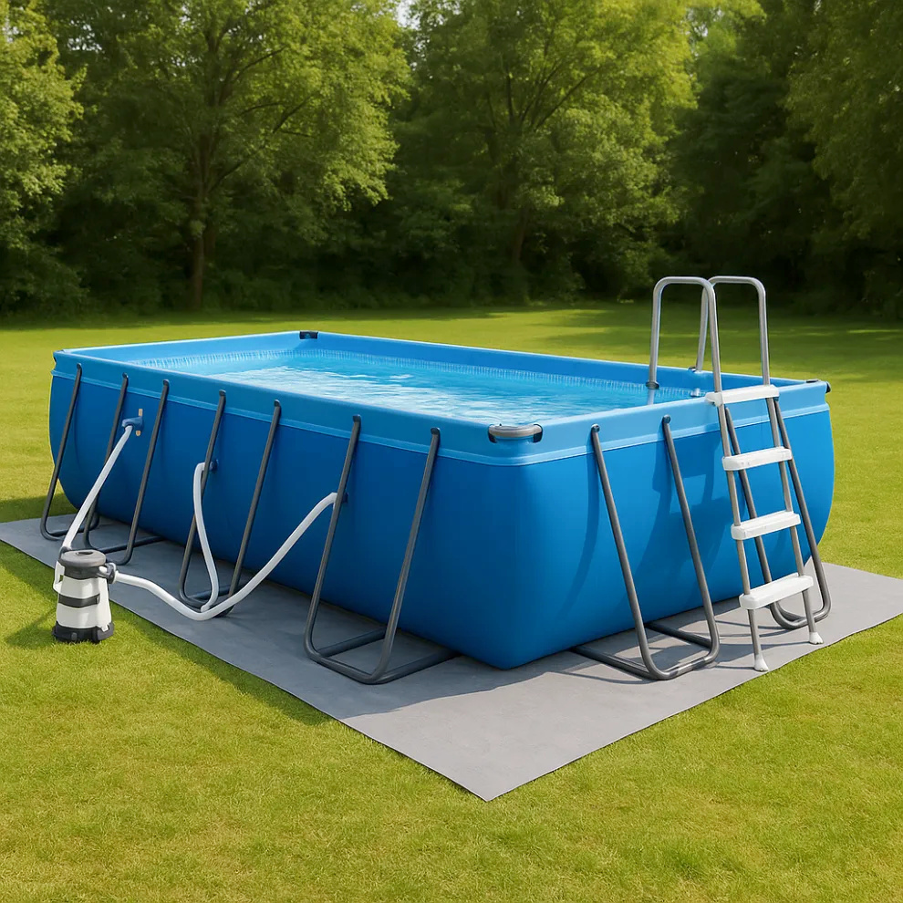 Piscine tubulaire rectangulaire, piscine hors-sol rectangulaire bleue, en métal et PVC, pour jardin et extérieur, 732 x 366 x 132 cm dMyqaDz633kj