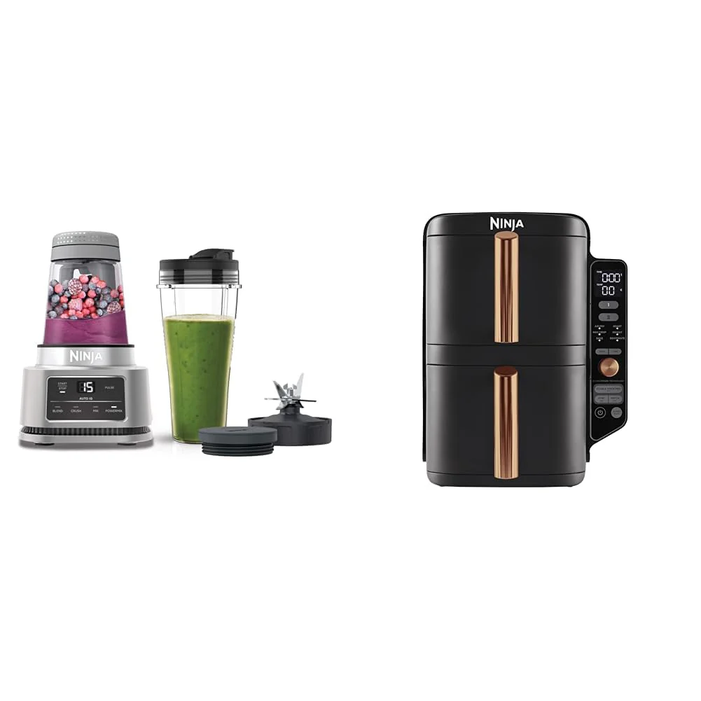 2025 Ninja Foodi Power Nutri Blender 2-i-1. Blender til smoothie bowls og frosne drikkevarer. CB100EU + Ninja Double Stack XL varmluftfrituregryde. Lodret oliefri frituregryde med to skuffer. SL400EUCP