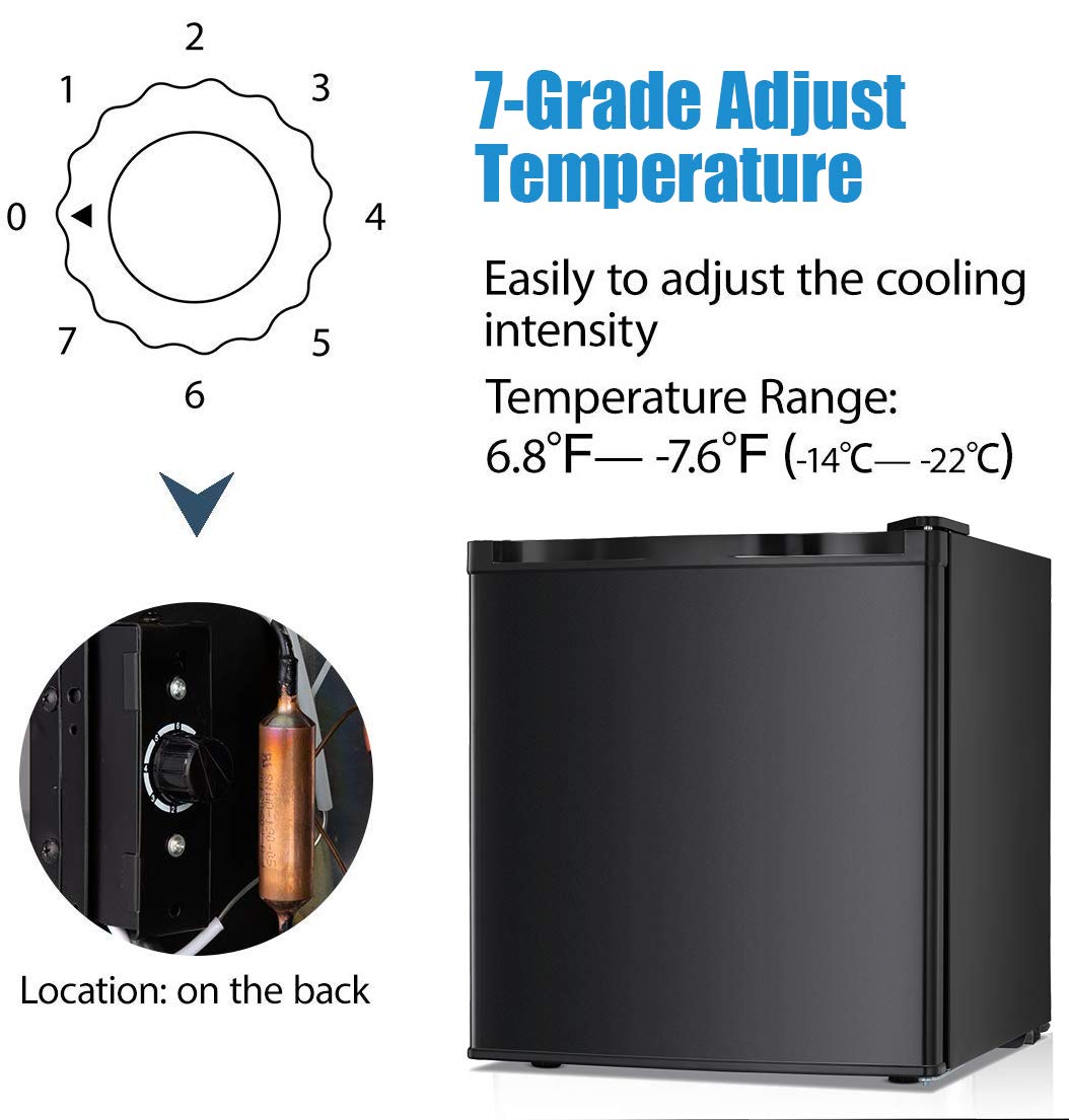 Antarctic Star Kompakt-Gefrierschrank mit wendbarer Tür, Edelstahl, verstellbaren und herausnehmbaren Ablagen für Zuhause und Büro, 1,1 Kubikfuß (ca. 31 Liter), Schwarz