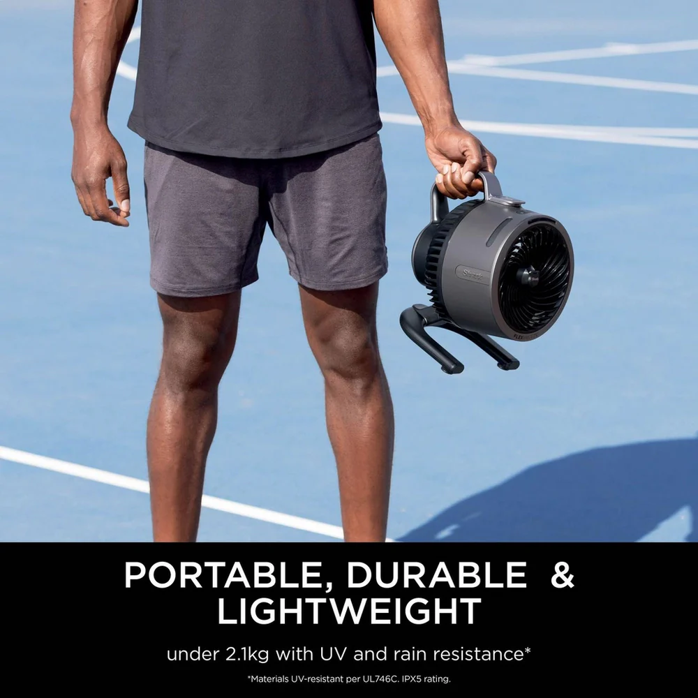 2025 Shark FlexBreeze HydroGo FA050UK tågeblæser – Ultrakraftfuld bærbar køleløsning til indendørs og udendørs brug (kul)