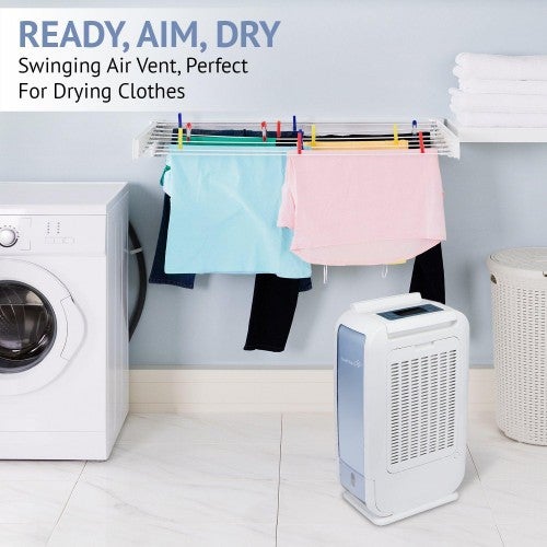 Déshumidificateur à dessiccant compact et silencieux Ivation 13 pintes pour petites surfaces – avec tuyau de vidange continu pour petits espaces, salle de bain, grenier, vide sanitaire et placards – pour espaces jusqu'à 25 mètres carrés (