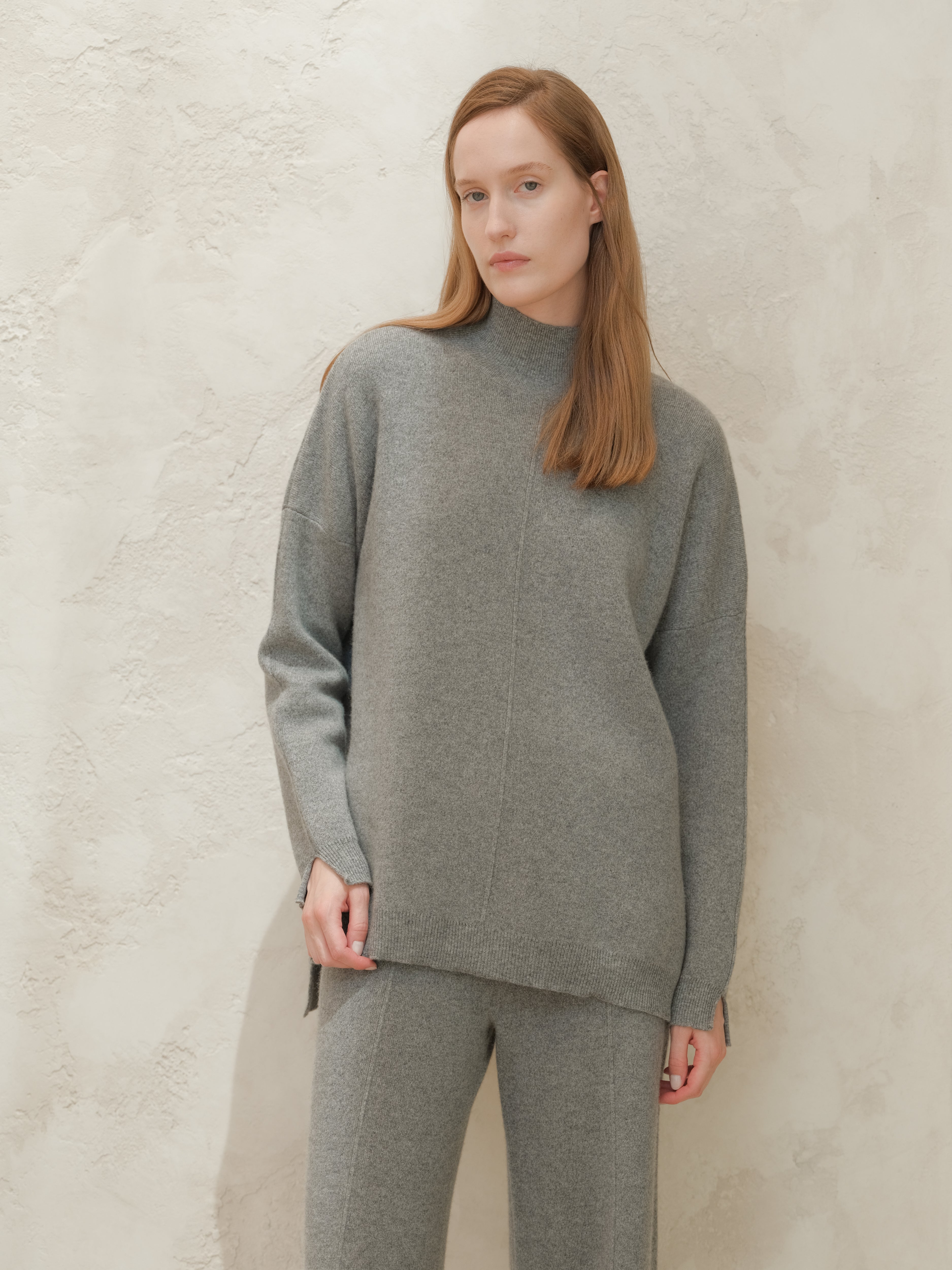 Wool & Cashmere Mix Solid Maxi Turtleneck Sweater