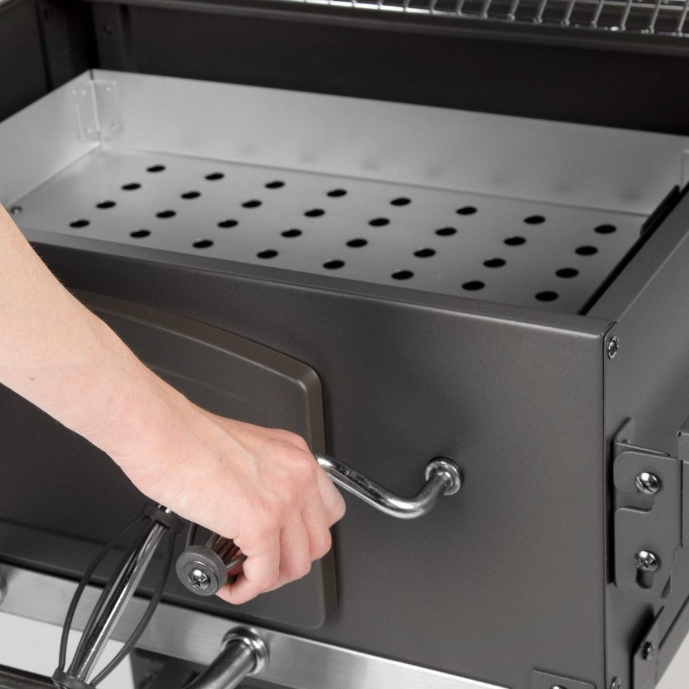 Tragbarer Holzkohlegrill mit Smoker, 102 x 65 x 104 cm – Stahl, Schwarz