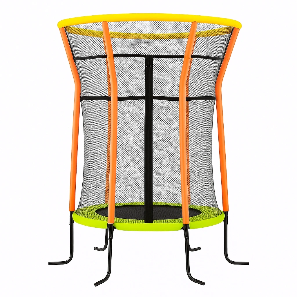 Trampoline rond 140x250 vert/orange pour usage extérieur - JKYmKdjf22xk