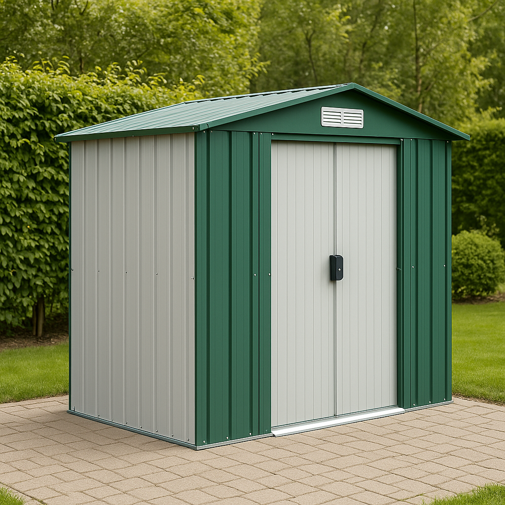 Abri de jardin en métal galvanisé, vert/gris, 210 x 110 x 230 cm