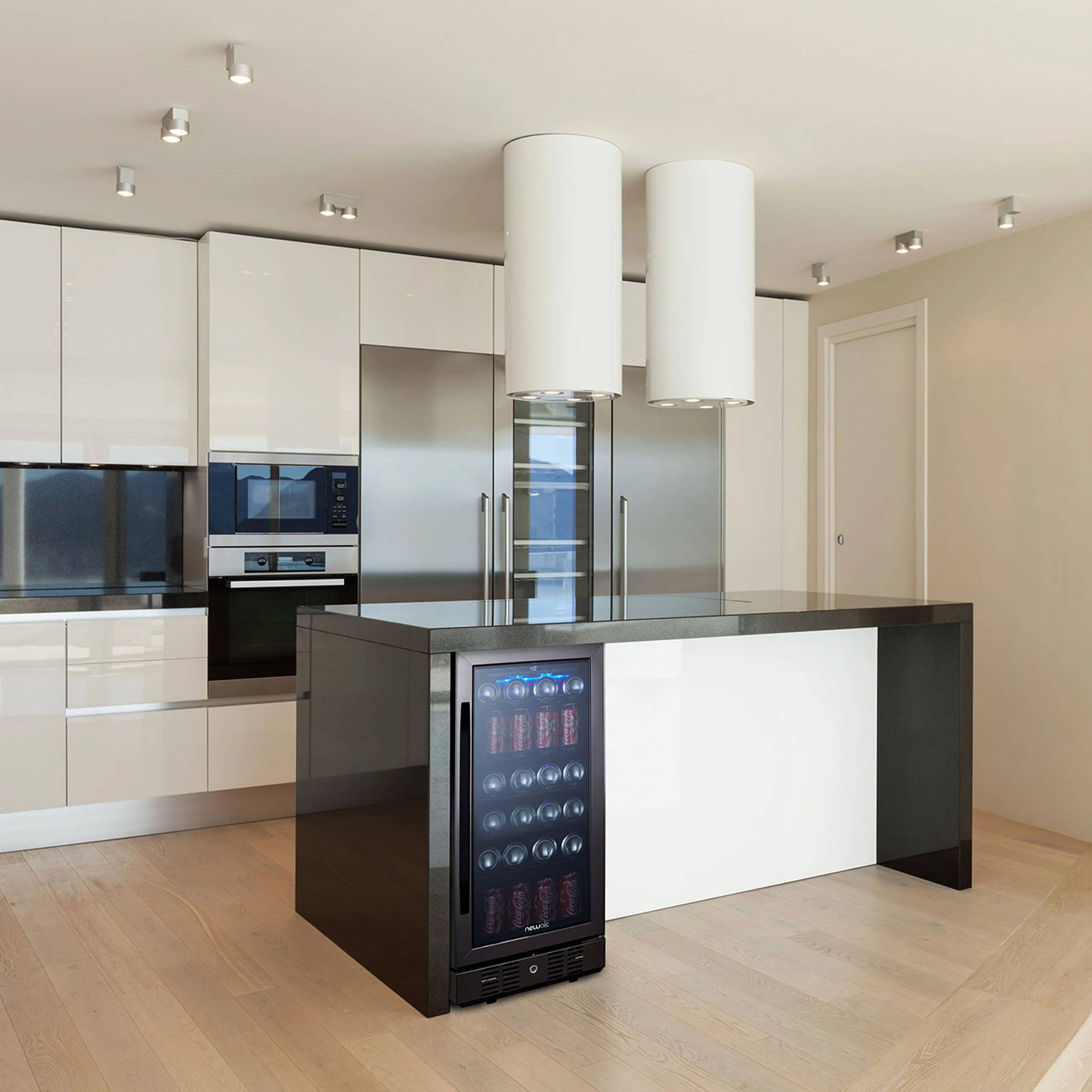 Newair® Einbau-Getränkekühlschrank 2025, Schwarz – 96 Dosen – 38 cm (15 Zoll)