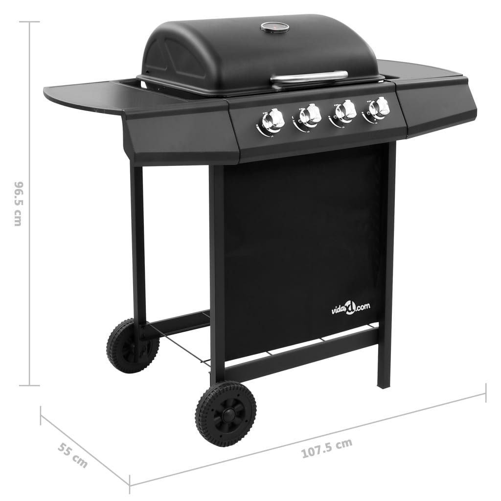Vidaxl Gasgrill mit 4 Brennern, Schwarz