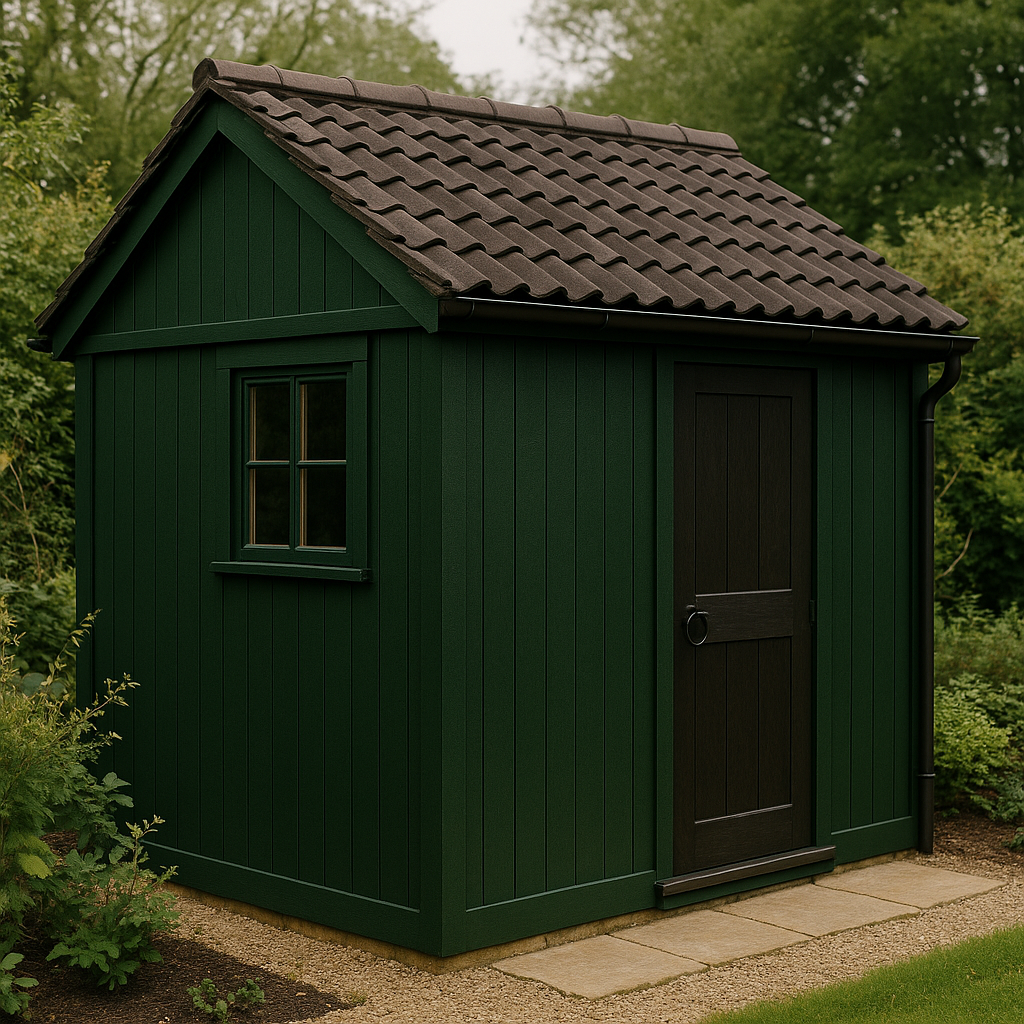 Abri de jardin en bois synthétique vert foncé et marron, pour extérieur, 250 × 210 × 260 cm