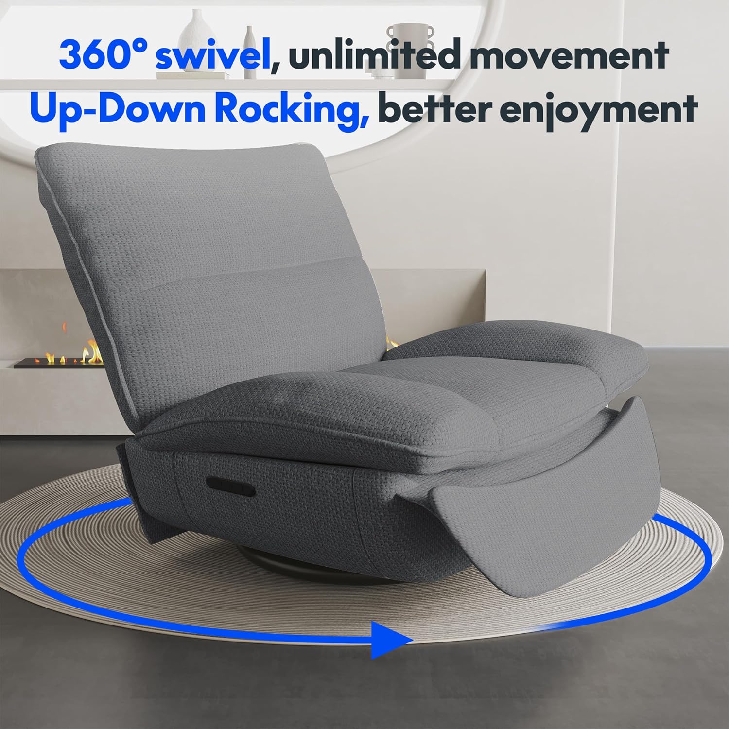 FLEXISPOT XC6 Relaxsessel, Drehsofa mit Wippfunktion, TV-Sessel mit verstellbarer Rückenlehne, Liegesessel für Schlafzimmer, Wohnzimmer und Heimkino (Beige)