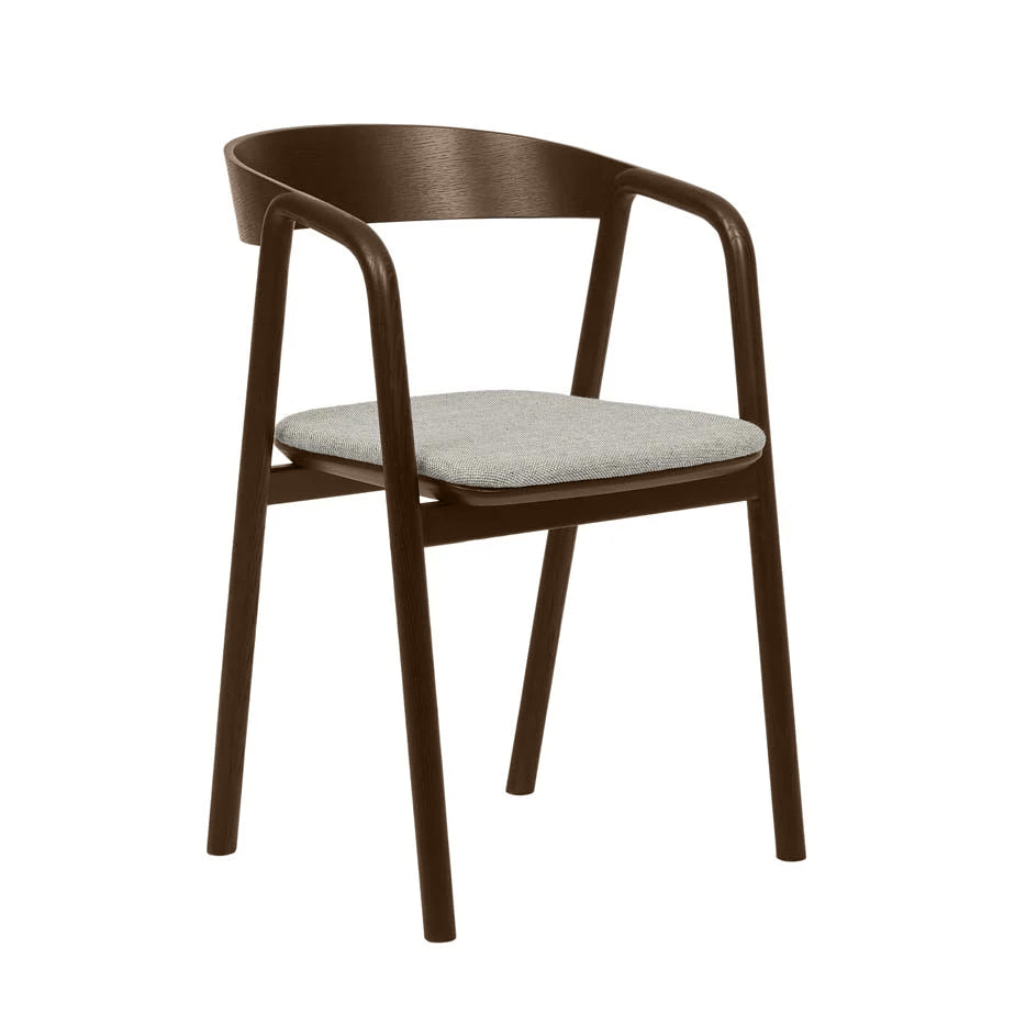 Silla de comedor con incrustaciones | Roble espresso y tela
