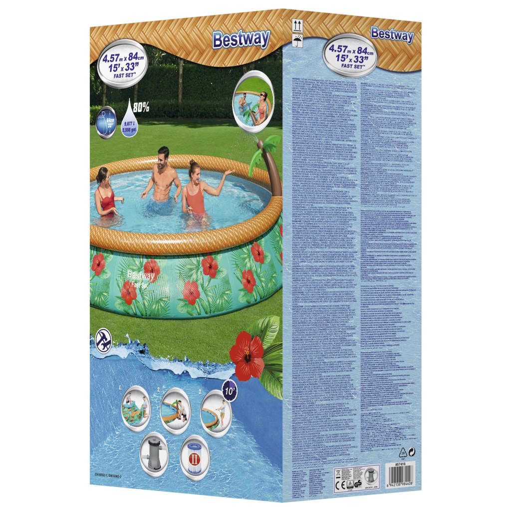 Vidaxl Bestway Paradise Palms aufblasbarer Pool 9677l Mehrfarbig Ø457x48 cm
