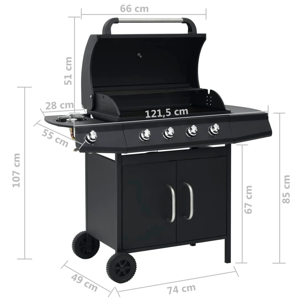 Vidaxl Gasgrill mit 4+1 Brennern, Schwarz