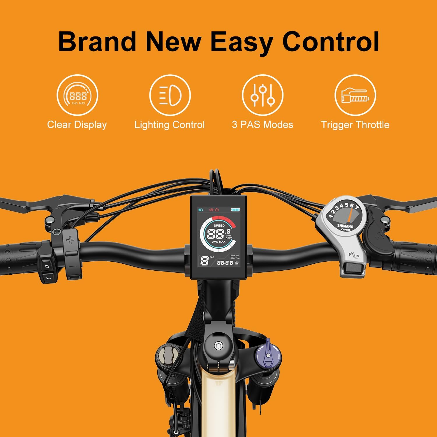 Vélo électrique Jasion EB5 pour adultes avec batterie amovible de 360 ​​Wh, 64 km, 32 km/h, VTT électrique de ville avec moteur de 350 W, 7 vitesses, pneus de 26 pouces et suspension avant.