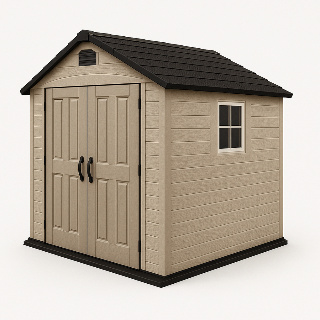 Abri de jardin en résine 210 x 210 x 225 cm beige/noir qBWTrag403VB