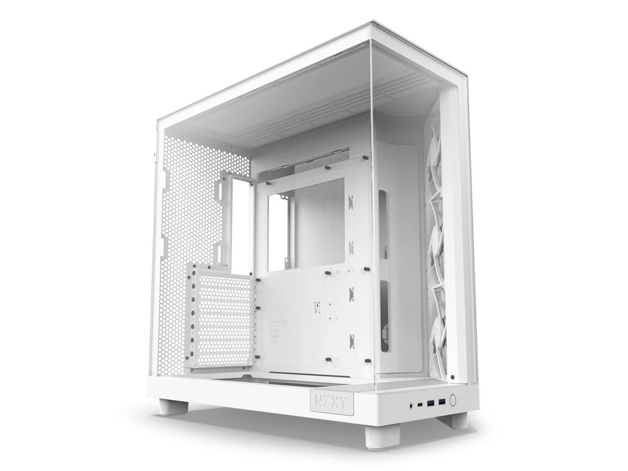 2025 NZXT H6 FLOW - Kompakt dobbeltkammer-midtower-kabinet med airflow. Hvid. CC-H61FW-01