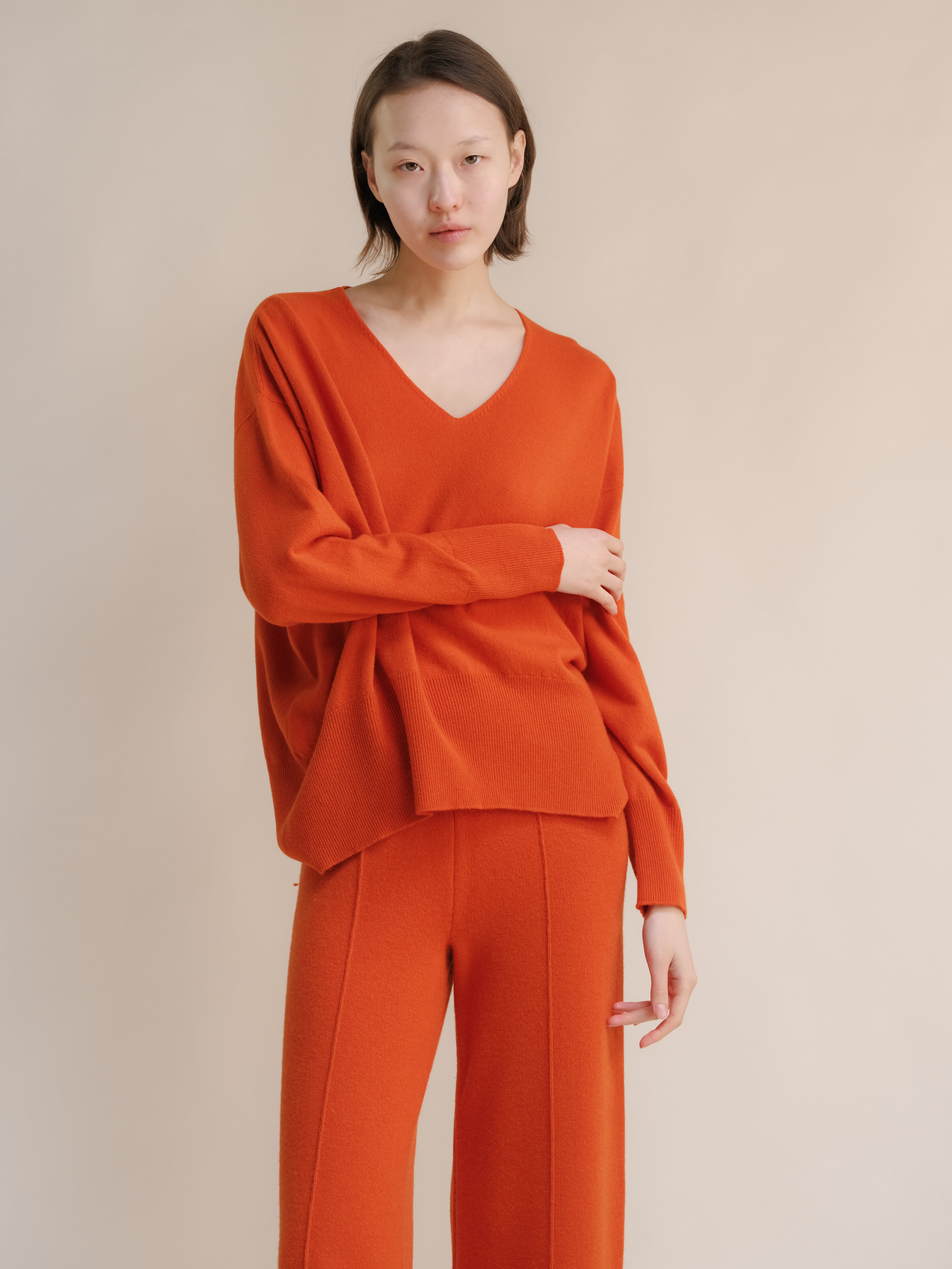 Wool & Cashmere Mix Maxi V-Neck Sweater