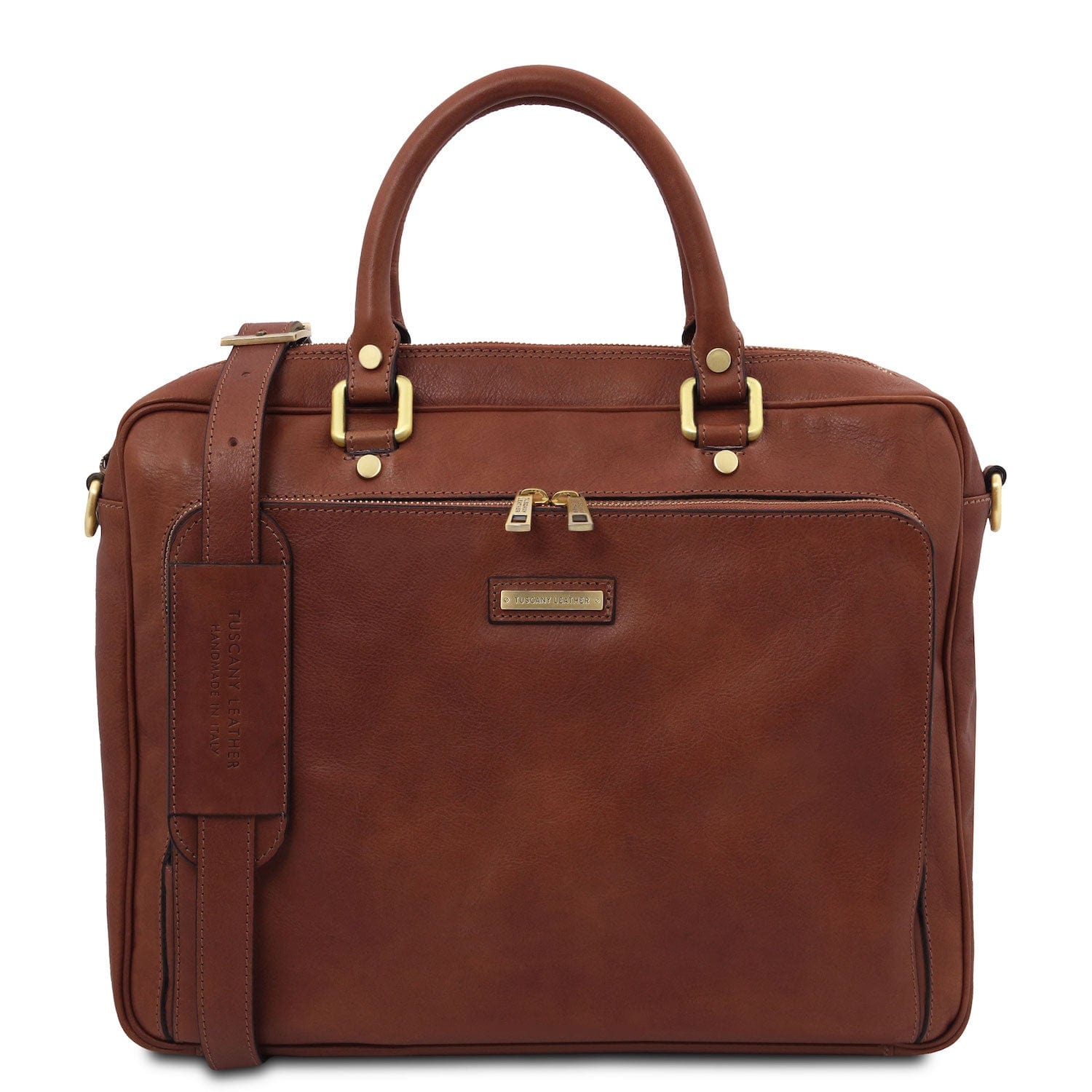 Pisa - Matte leather laptop briefcase with front pocket | TL142427