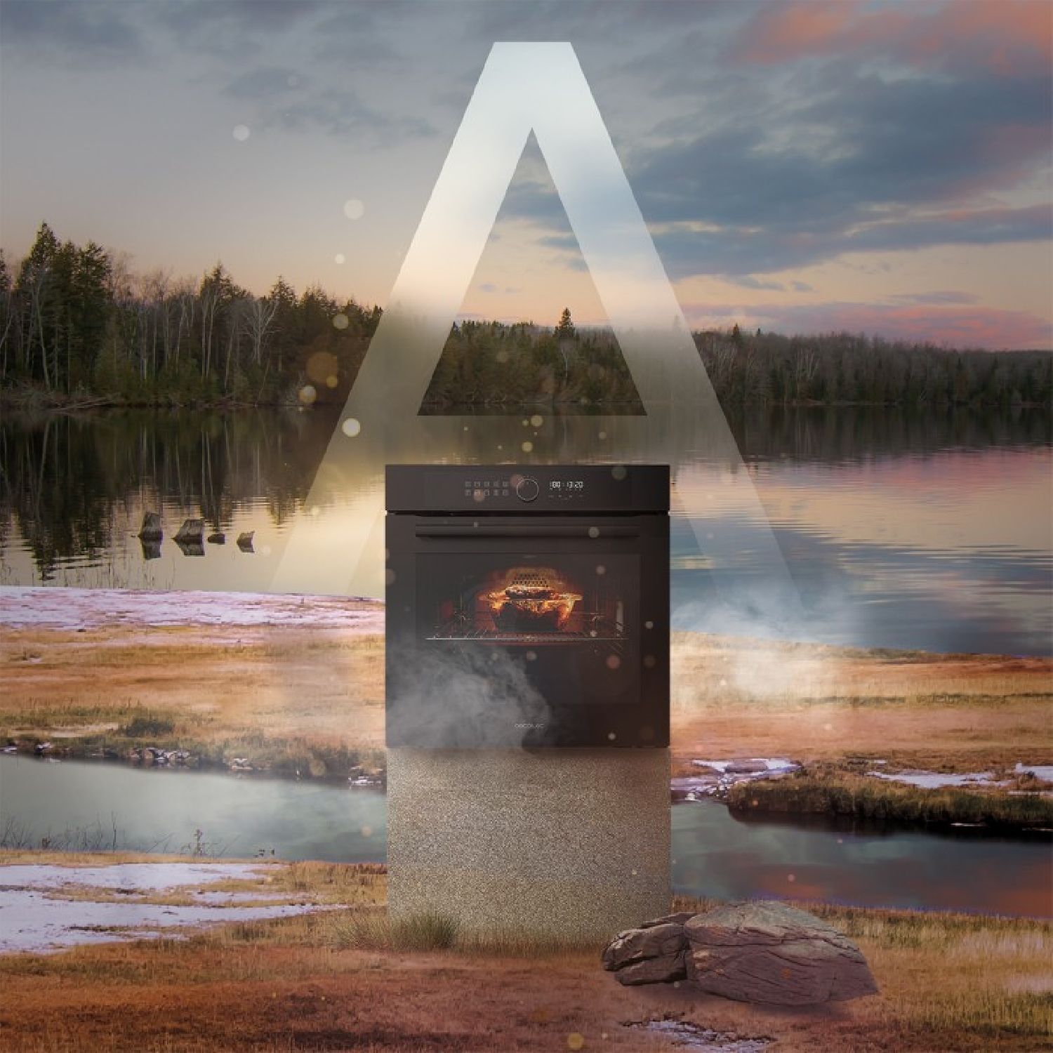 Einbau-Heißluftfritteuse, Glas, Schwarz, 81 l Fassungsvermögen, 11 Funktionen mit Airfryer Master, Pizza Master, Dampfgarer, Dampfgarer E