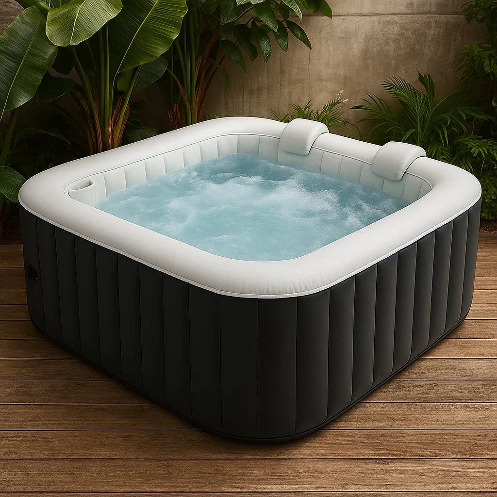 Spa gonflable 180x180x70 cm 4 places carré gris/blanc QfkrgdK340Td