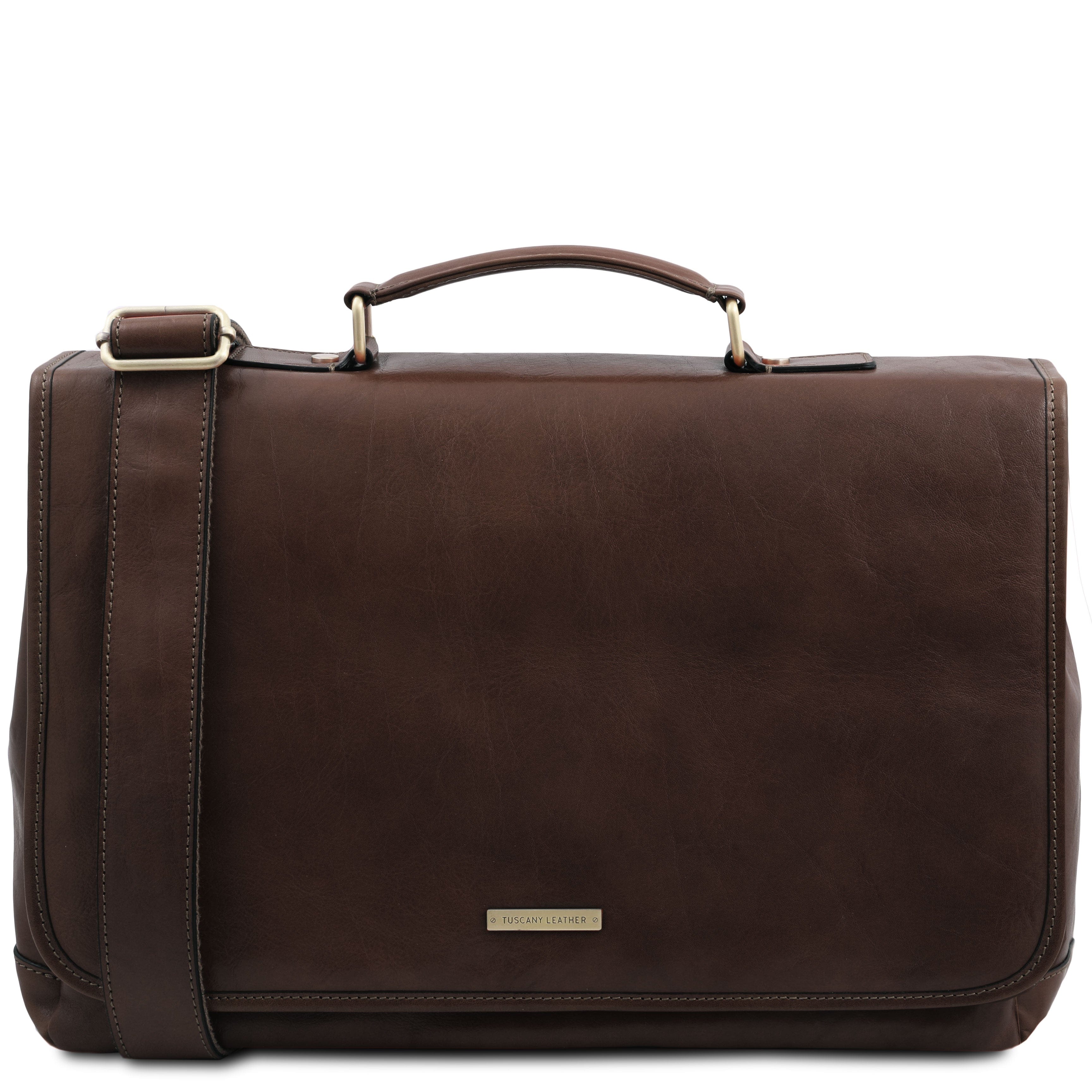 Mantova - Leather multi compartment briefcase with flap | TL142068 messenger bag